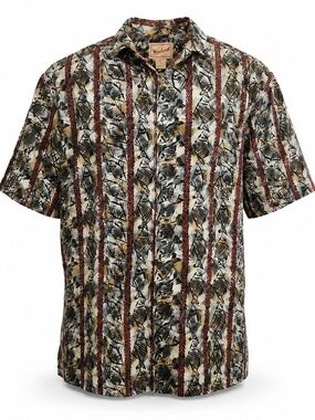 Woolrich Beige, Brown & Black Patterned Short-Sleeve Button-Down Shirt